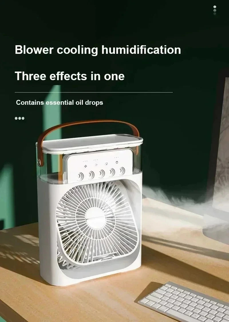 3-in-1 Portable Air Cooler – Mini AC, Humidifier & LED Night Light, 3 Speeds with 7-Color Mood Lighting – for Home, Office, Travel