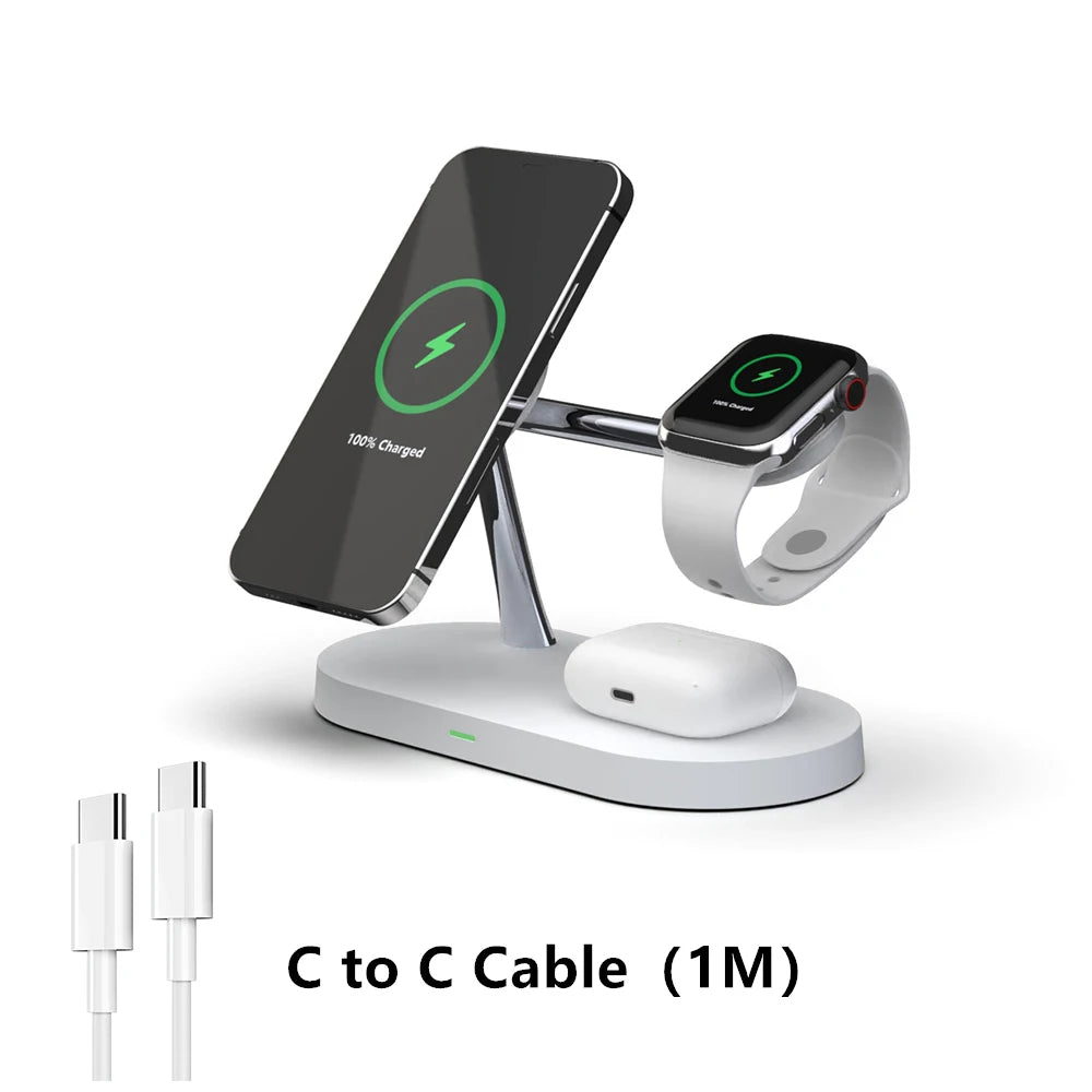 3-in-1 Magnetic Wireless Charger – Fast Charging Stand for iPhone 16/15/14/13/12, Apple Watch 10-4 & AirPods Pro/2/3