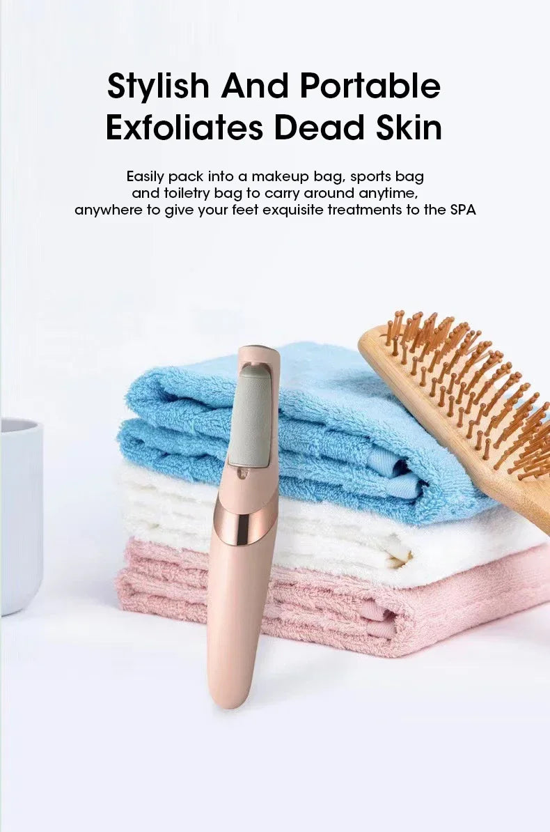 Electric Foot File – Rechargeable USB Pedicure Grinder with 2 Roller Heads, Callus Remover for Dead Skin & Hard Feet – Portable & Waterproof