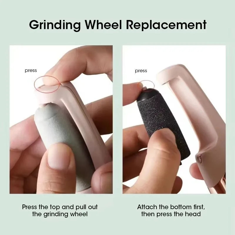 Electric Foot File – Rechargeable USB Pedicure Grinder with 2 Roller Heads, Callus Remover for Dead Skin & Hard Feet – Portable & Waterproof