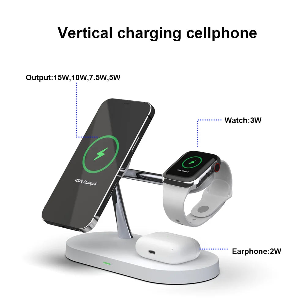 3-in-1 Magnetic Wireless Charger – Fast Charging Stand for iPhone 16/15/14/13/12, Apple Watch 10-4 & AirPods Pro/2/3