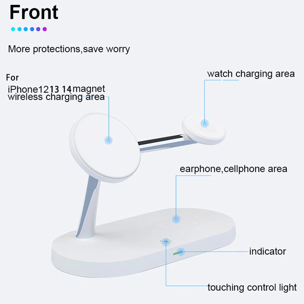 3-in-1 Magnetic Wireless Charger – Fast Charging Stand for iPhone 16/15/14/13/12, Apple Watch 10-4 & AirPods Pro/2/3