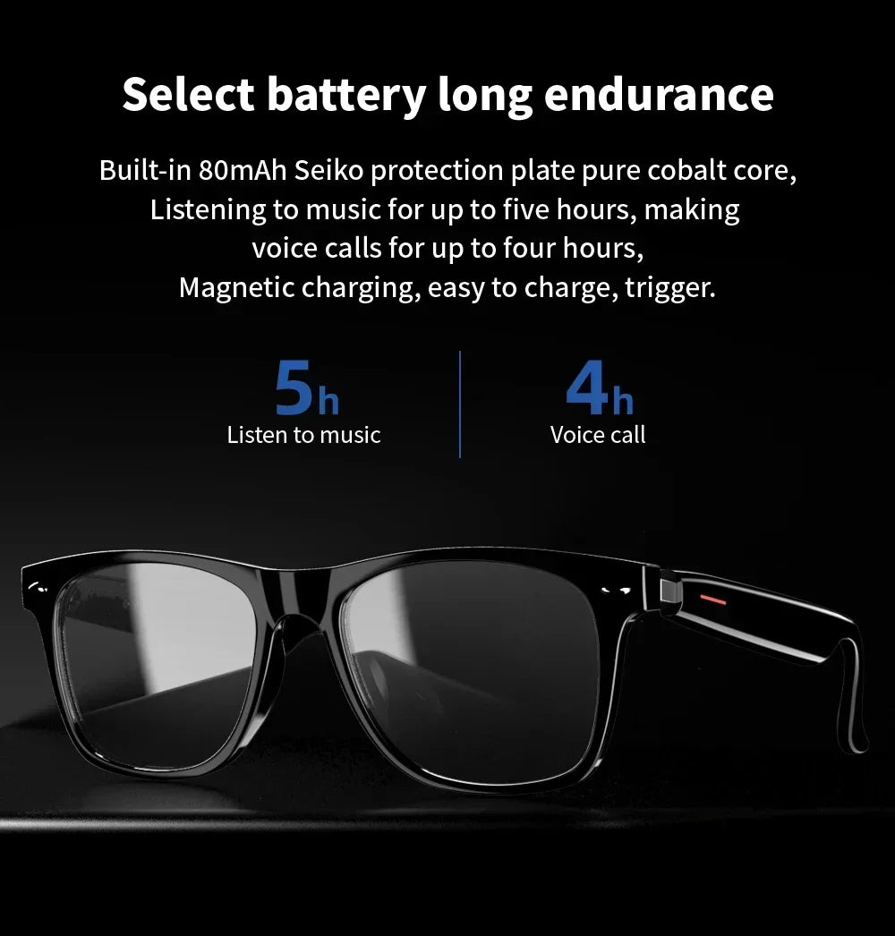 VisionShield Smart Glasses – Blue Light Filtering Polarized Lenses with Open-Ear Speakers & Voice Control