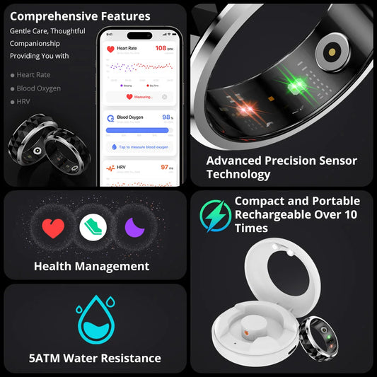 COLMI R11 Smart Ring – Fidget Spinner Stress Relief Ring with Health Tracking, 5ATM Waterproof, 60-Day Battery – Sleep/HR/SpO2 Monitor for Men & Women