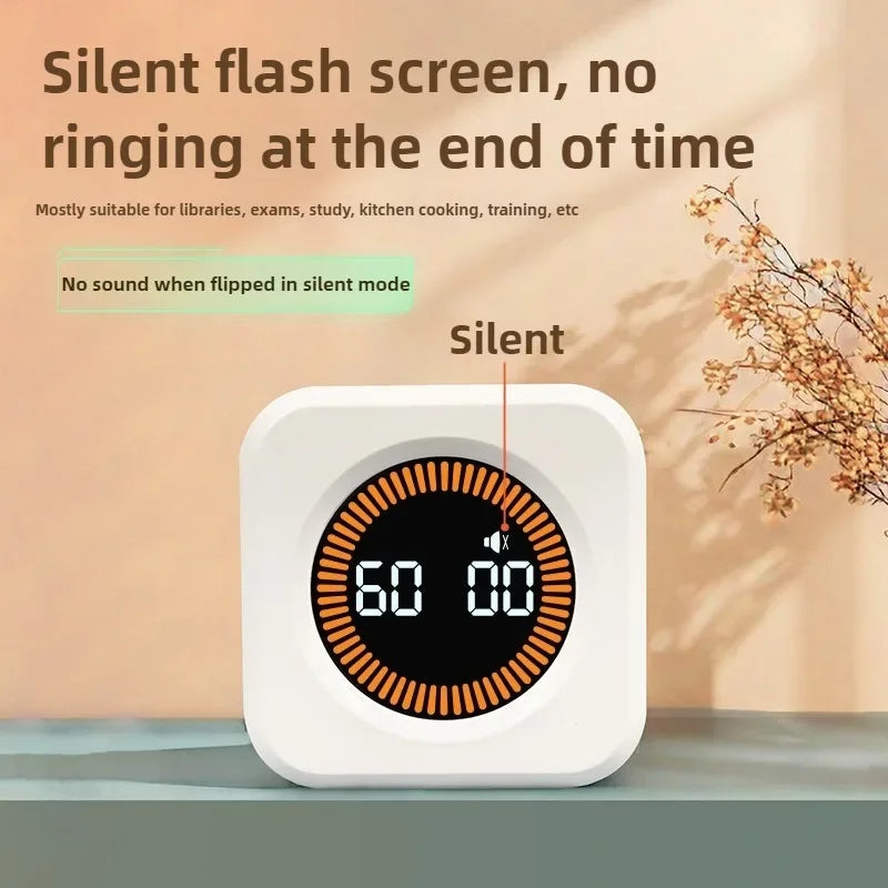 Productivity Cube Timer with LED Display – Gravity Sensor & 4 Preset Times – Countdown Timer for Kids, Study, Work, Kitchen