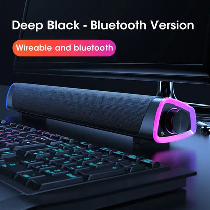 Niye 4D Computer Speaker Bar – Bluetooth 5.0 & Wired USB/AUX Stereo Sound, 3W Subwoofer with 3D Surround – for PC, MacBook, Laptop, TV