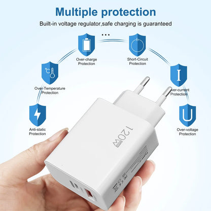 Xiaomi 120W TurboPower Charger – 6A USB-C Fast Charger with EU/US/UK Plugs – Compatible iPhone 16 & Xiaomi Devices