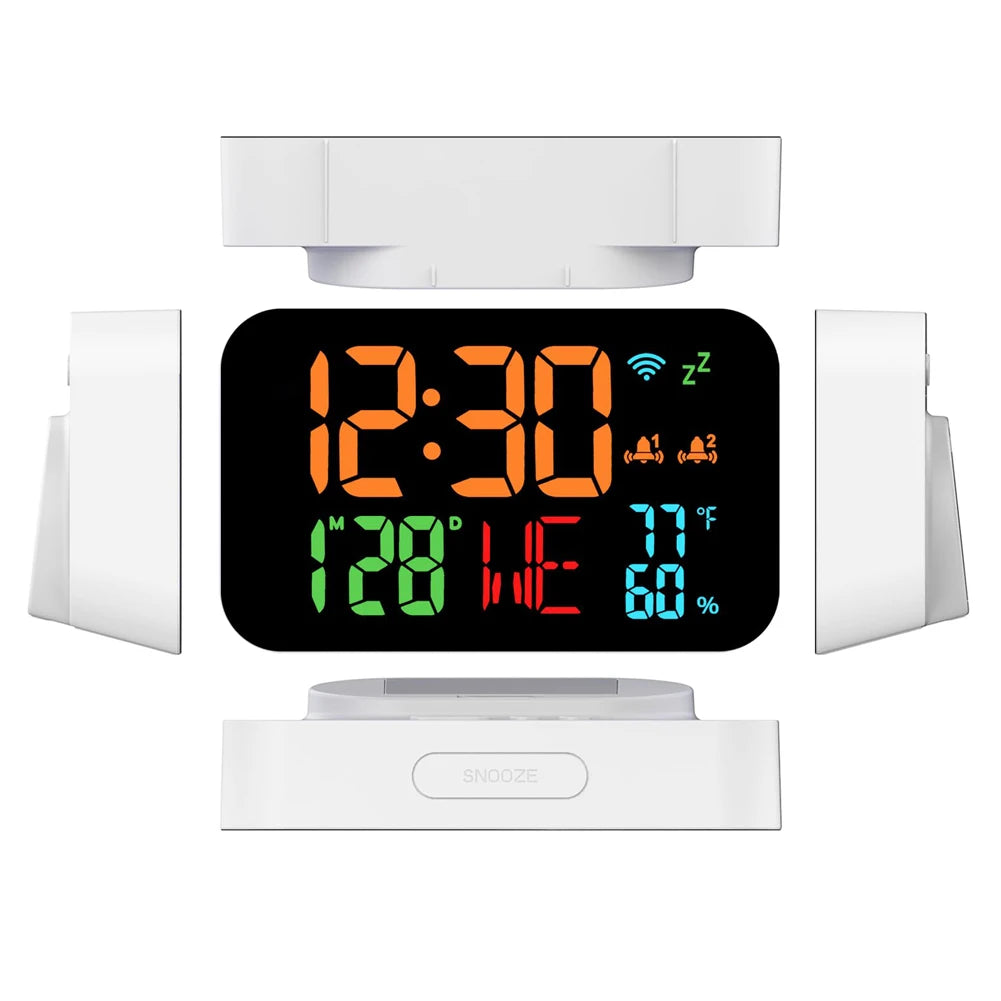 WiFi Desktop Clock & Calendar – Smart Thermometer & Hygrometer with LED Display – Auto Calibration & WiFi Support