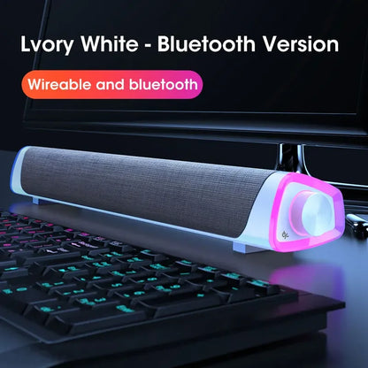 Niye 4D Computer Speaker Bar – Bluetooth 5.0 & Wired USB/AUX Stereo Sound, 3W Subwoofer with 3D Surround – for PC, MacBook, Laptop, TV