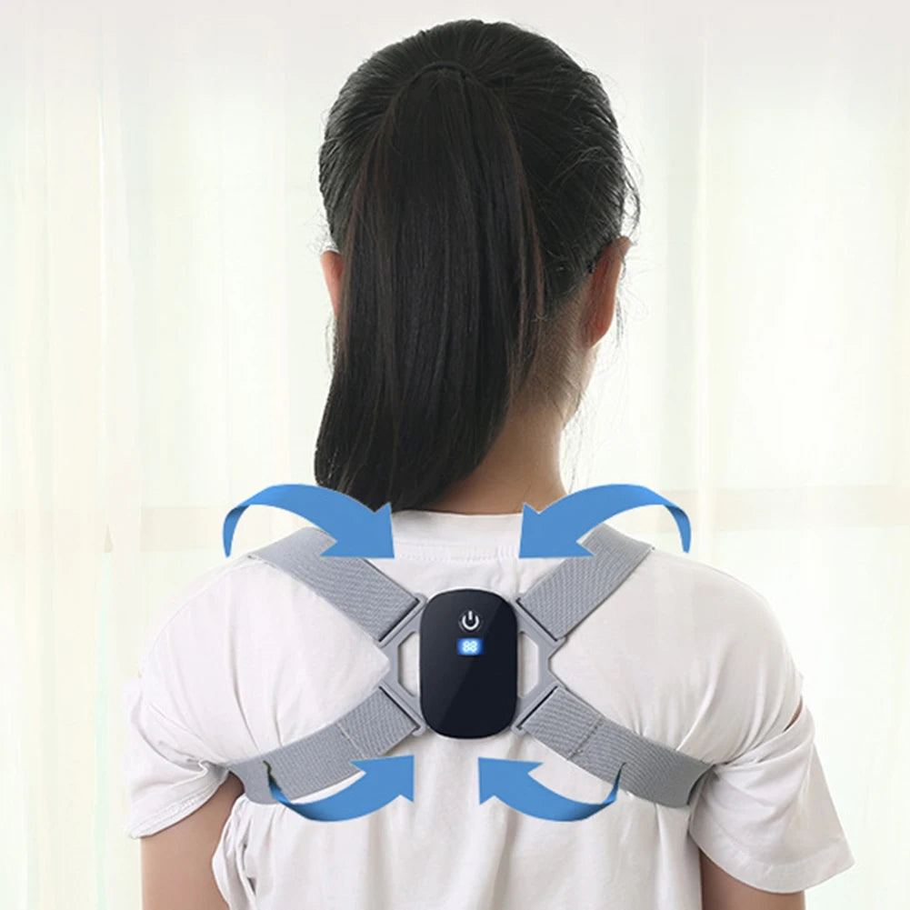 Smart Posture Corrector with LED LCD & Vibration Reminder – 8-Shaped Back Brace with Sensor – Adjustable for Adults & Kids