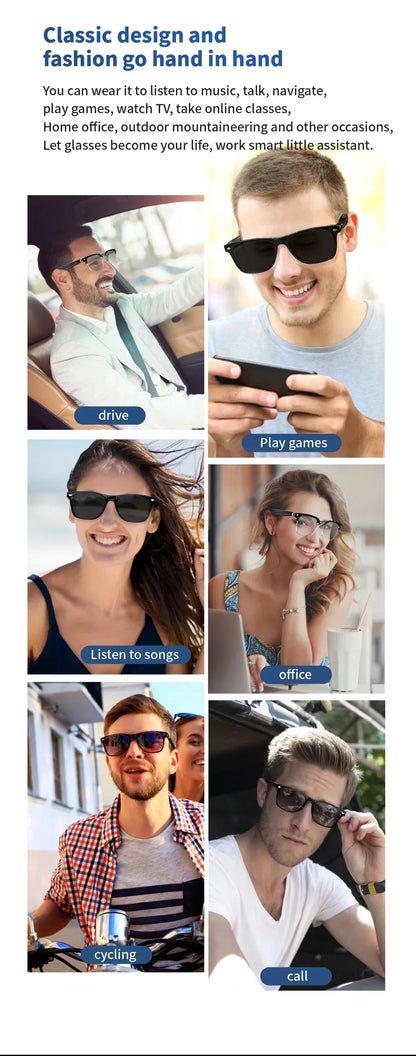VisionShield Smart Glasses – Blue Light Filtering Polarized Lenses with Open-Ear Speakers & Voice Control