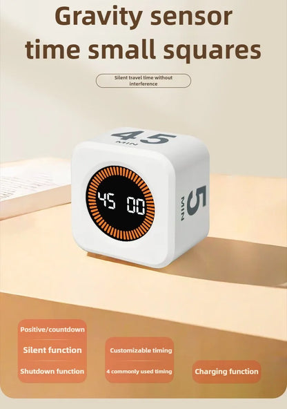 Productivity Cube Timer with LED Display – Gravity Sensor & 4 Preset Times – Countdown Timer for Kids, Study, Work, Kitchen