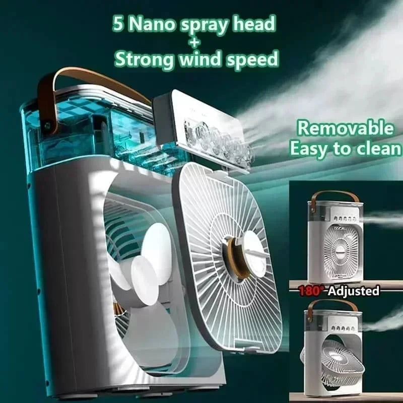 3-in-1 Portable Air Cooler – Mini AC, Humidifier & LED Night Light, 3 Speeds with 7-Color Mood Lighting – for Home, Office, Travel