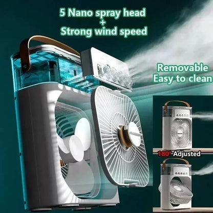 3-in-1 Portable Air Cooler – Mini AC, Humidifier & LED Night Light, 3 Speeds with 7-Color Mood Lighting – for Home, Office, Travel