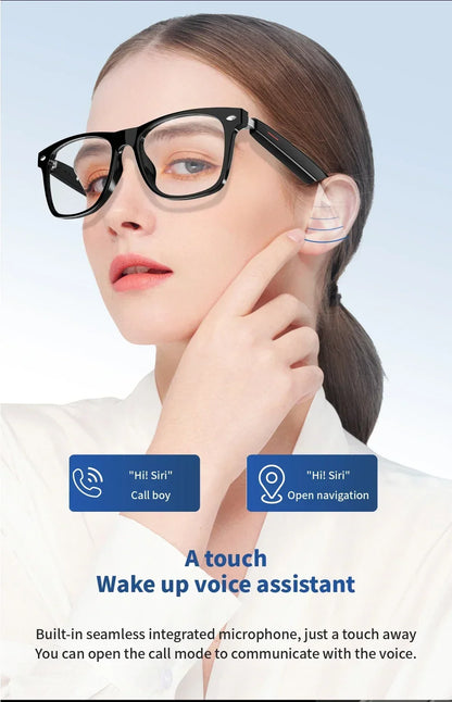 VisionShield Smart Glasses – Blue Light Filtering Polarized Lenses with Open-Ear Speakers & Voice Control