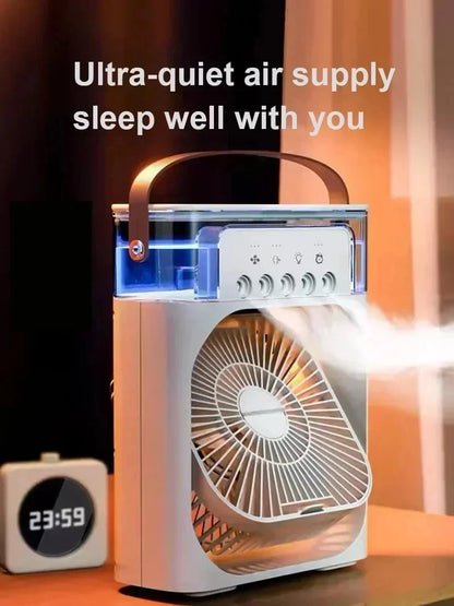 3-in-1 Portable Air Cooler – Mini AC, Humidifier & LED Night Light, 3 Speeds with 7-Color Mood Lighting – for Home, Office, Travel