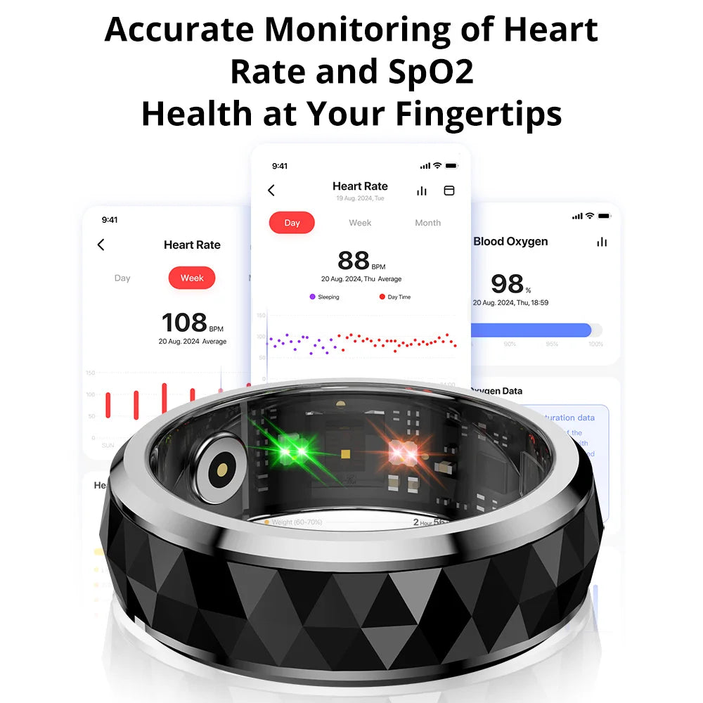 COLMI R11 Smart Ring – Fidget Spinner Stress Relief Ring with Health Tracking, 5ATM Waterproof, 60-Day Battery – Sleep/HR/SpO2 Monitor for Men & Women