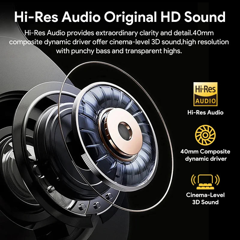 QCY H3 Hybrid ANC Wireless Headphones – 43dB Noise Cancelling Over-Ear Headset with 60H Playtime, Hi-Res Audio & Bluetooth 5.