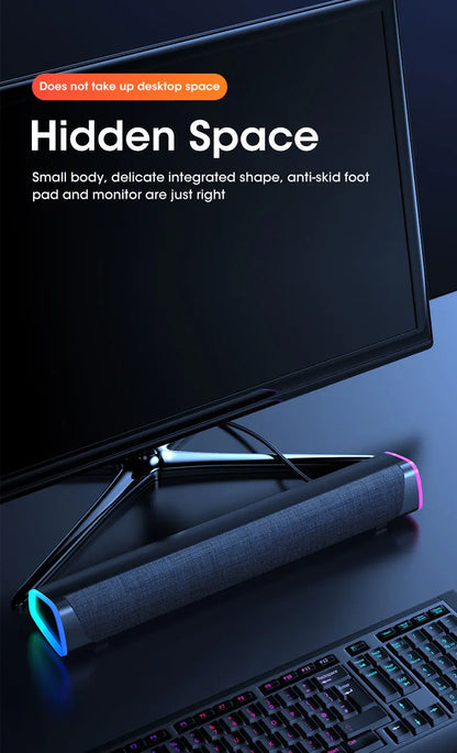 Niye 4D Computer Speaker Bar – Bluetooth 5.0 & Wired USB/AUX Stereo Sound, 3W Subwoofer with 3D Surround – for PC, MacBook, Laptop, TV