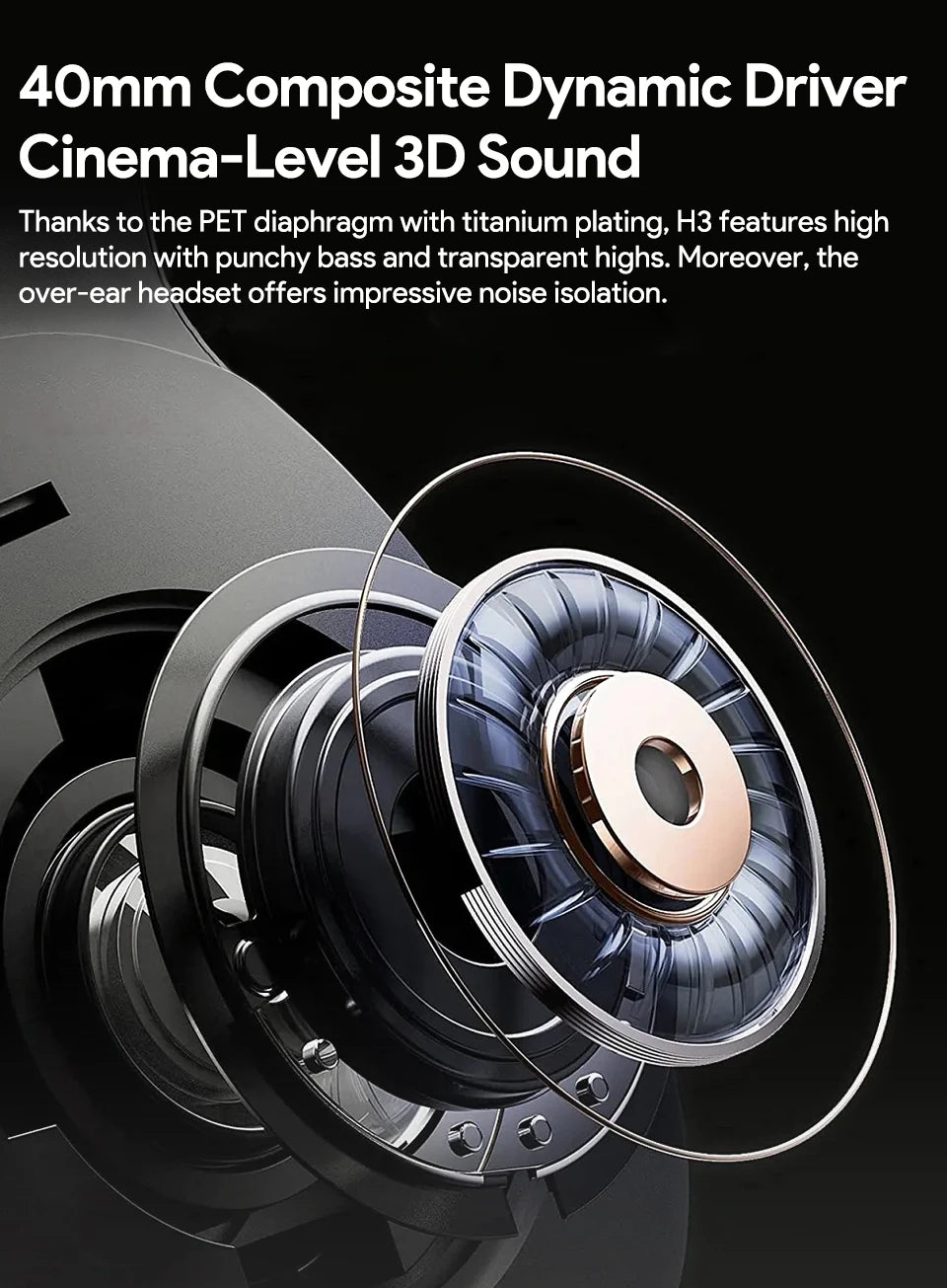 QCY H3 Hybrid ANC Wireless Headphones – 43dB Noise Cancelling Over-Ear Headset with 60H Playtime, Hi-Res Audio & Bluetooth 5.