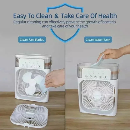 3-in-1 Portable Air Cooler – Mini AC, Humidifier & LED Night Light, 3 Speeds with 7-Color Mood Lighting – for Home, Office, Travel