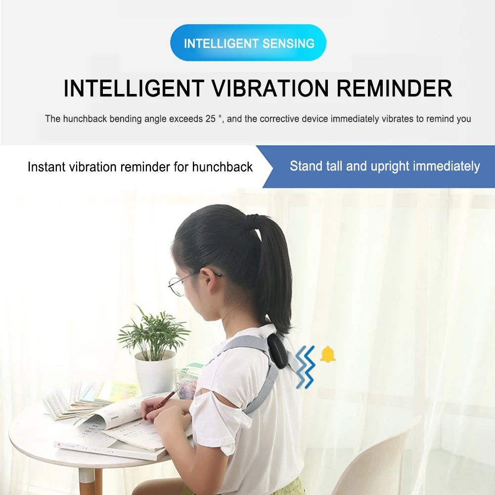Smart Posture Corrector with LED LCD & Vibration Reminder – 8-Shaped Back Brace with Sensor – Adjustable for Adults & Kids