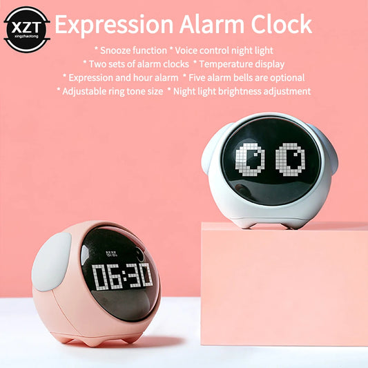 Multi-Function Smart Table Clock – Pixel Expression Alarm Clock with Wake-Up Light for Kids & Children – Bedside Nightstand Clock