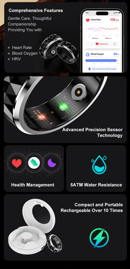COLMI R11 Smart Ring – Fidget Spinner Stress Relief Ring with Health Tracking, 5ATM Waterproof, 60-Day Battery – Sleep/HR/SpO2 Monitor for Men & Women