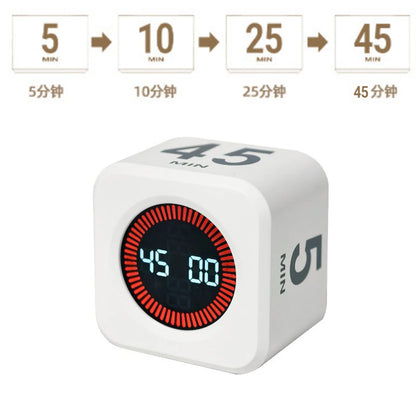 Productivity Cube Timer with LED Display – Gravity Sensor & 4 Preset Times – Countdown Timer for Kids, Study, Work, Kitchen