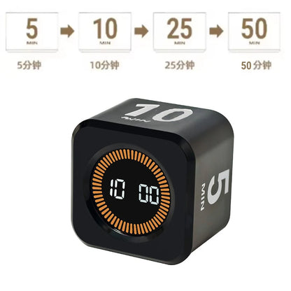 Productivity Cube Timer with LED Display – Gravity Sensor & 4 Preset Times – Countdown Timer for Kids, Study, Work, Kitchen