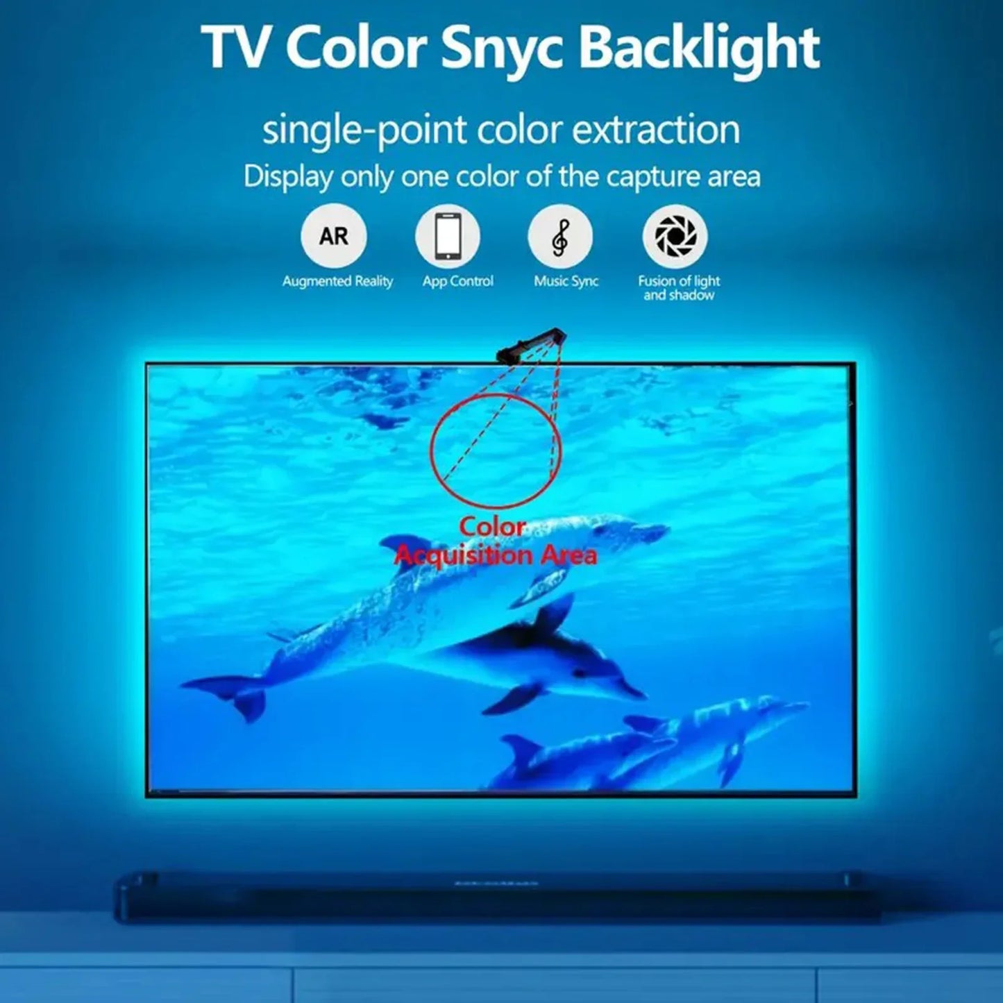 RGBIC LED Backlight Strip for PC/TV – Smart Color-Picking, App Control, Music Sync – Ambient Gaming Light