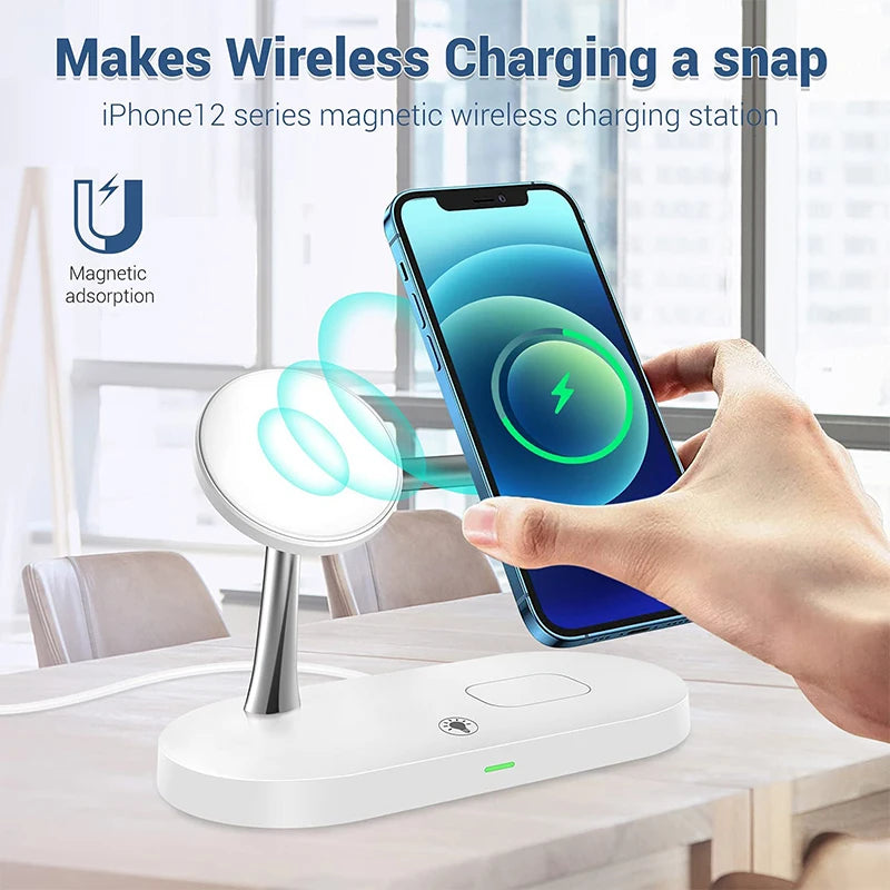3-in-1 Magnetic Wireless Charger – Fast Charging Stand for iPhone 16/15/14/13/12, Apple Watch 10-4 & AirPods Pro/2/3