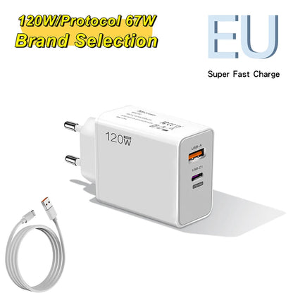 Xiaomi 120W TurboPower Charger – 6A USB-C Fast Charger with EU/US/UK Plugs – Compatible iPhone 16 & Xiaomi Devices