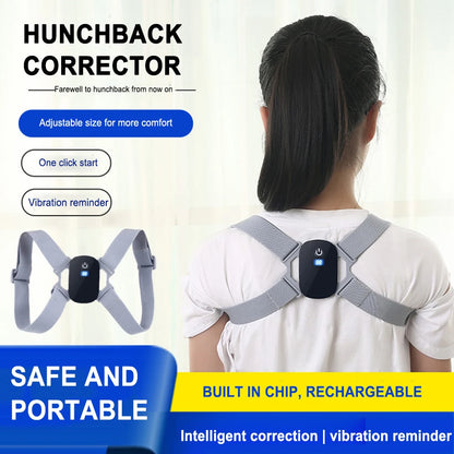 Smart Posture Corrector with LED LCD & Vibration Reminder – 8-Shaped Back Brace with Sensor – Adjustable for Adults & Kids