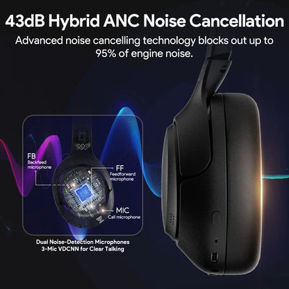 QCY H3 Hybrid ANC Wireless Headphones – 43dB Noise Cancelling Over-Ear Headset with 60H Playtime, Hi-Res Audio & Bluetooth 5.