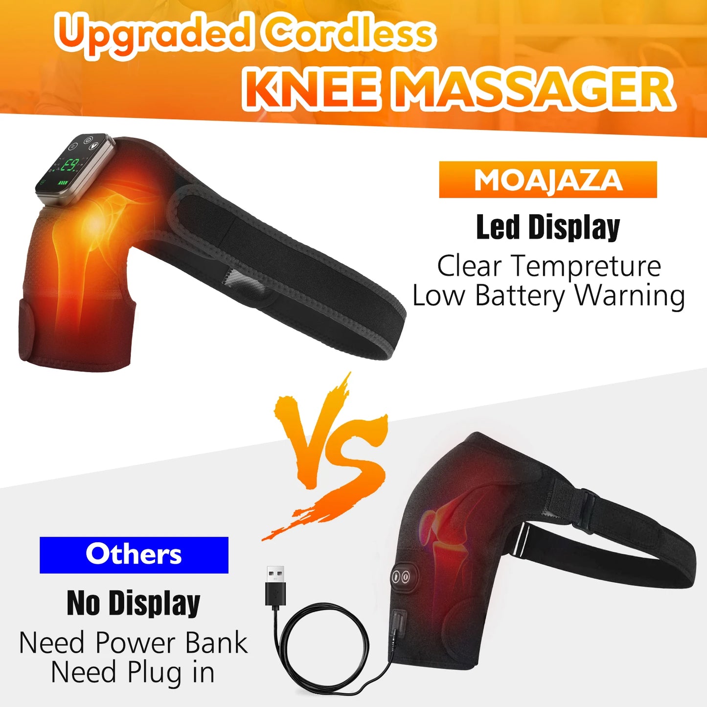 Heated Knee Massager – Rechargeable, 6-Temp, 3-Zone