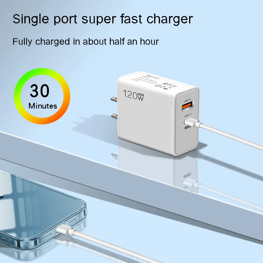 Xiaomi 120W TurboPower Charger – 6A USB-C Fast Charger with EU/US/UK Plugs – Compatible iPhone 16 & Xiaomi Devices