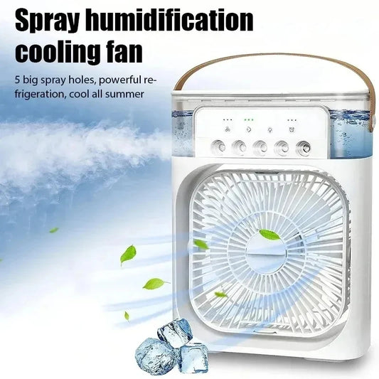 3-in-1 Portable Air Cooler – Mini AC, Humidifier & LED Night Light, 3 Speeds with 7-Color Mood Lighting – for Home, Office, Travel