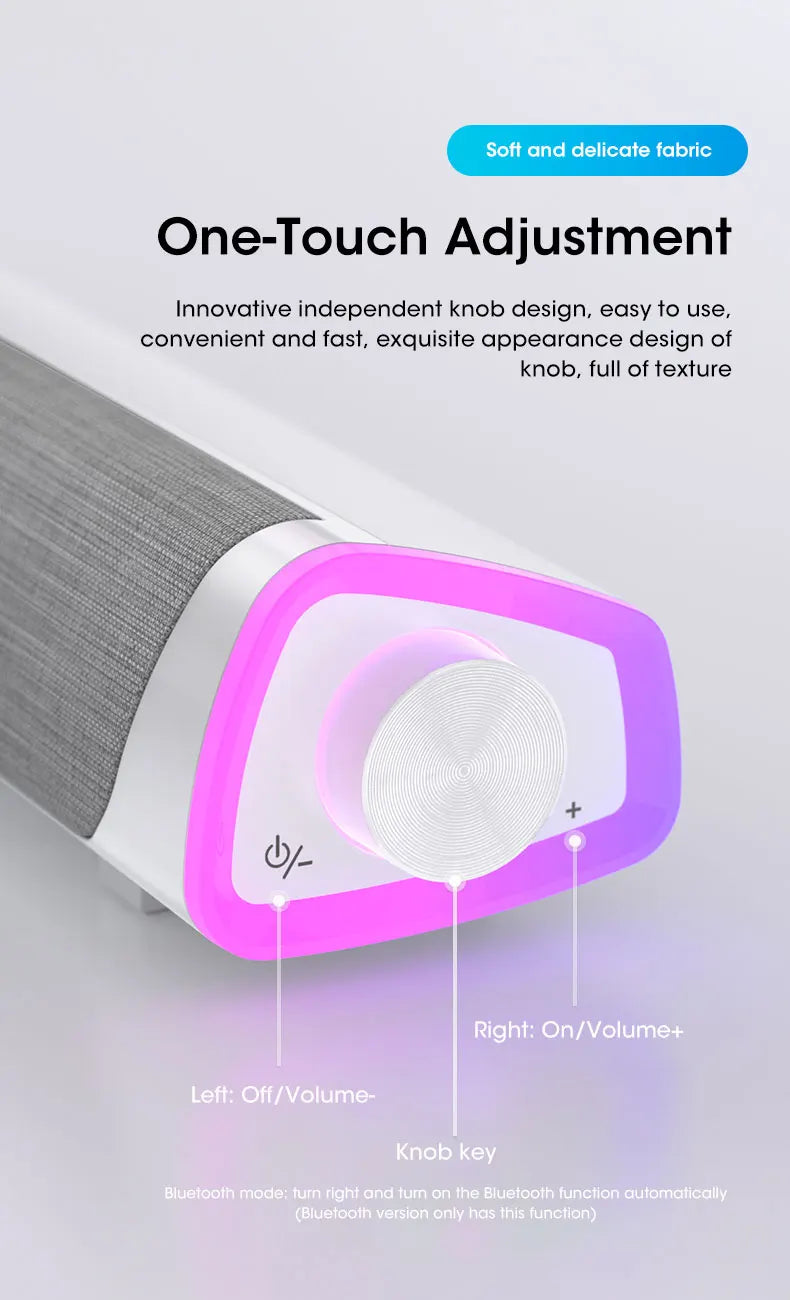 Niye 4D Computer Speaker Bar – Bluetooth 5.0 & Wired USB/AUX Stereo Sound, 3W Subwoofer with 3D Surround – for PC, MacBook, Laptop, TV