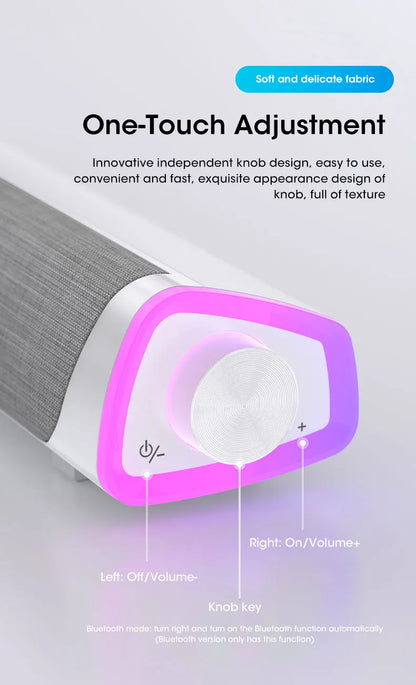 Niye 4D Computer Speaker Bar – Bluetooth 5.0 & Wired USB/AUX Stereo Sound, 3W Subwoofer with 3D Surround – for PC, MacBook, Laptop, TV