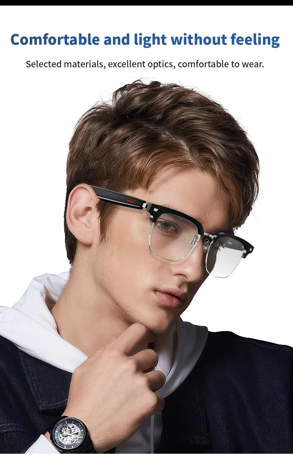 VisionShield Smart Glasses – Blue Light Filtering Polarized Lenses with Open-Ear Speakers & Voice Control