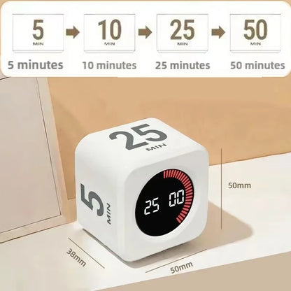 Productivity Cube Timer with LED Display – Gravity Sensor & 4 Preset Times – Countdown Timer for Kids, Study, Work, Kitchen