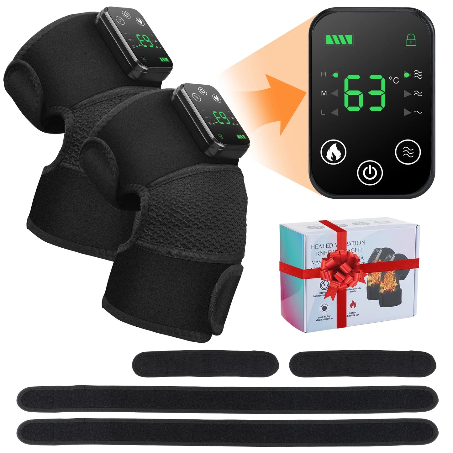 Heated Knee Massager – Rechargeable, 6-Temp, 3-Zone