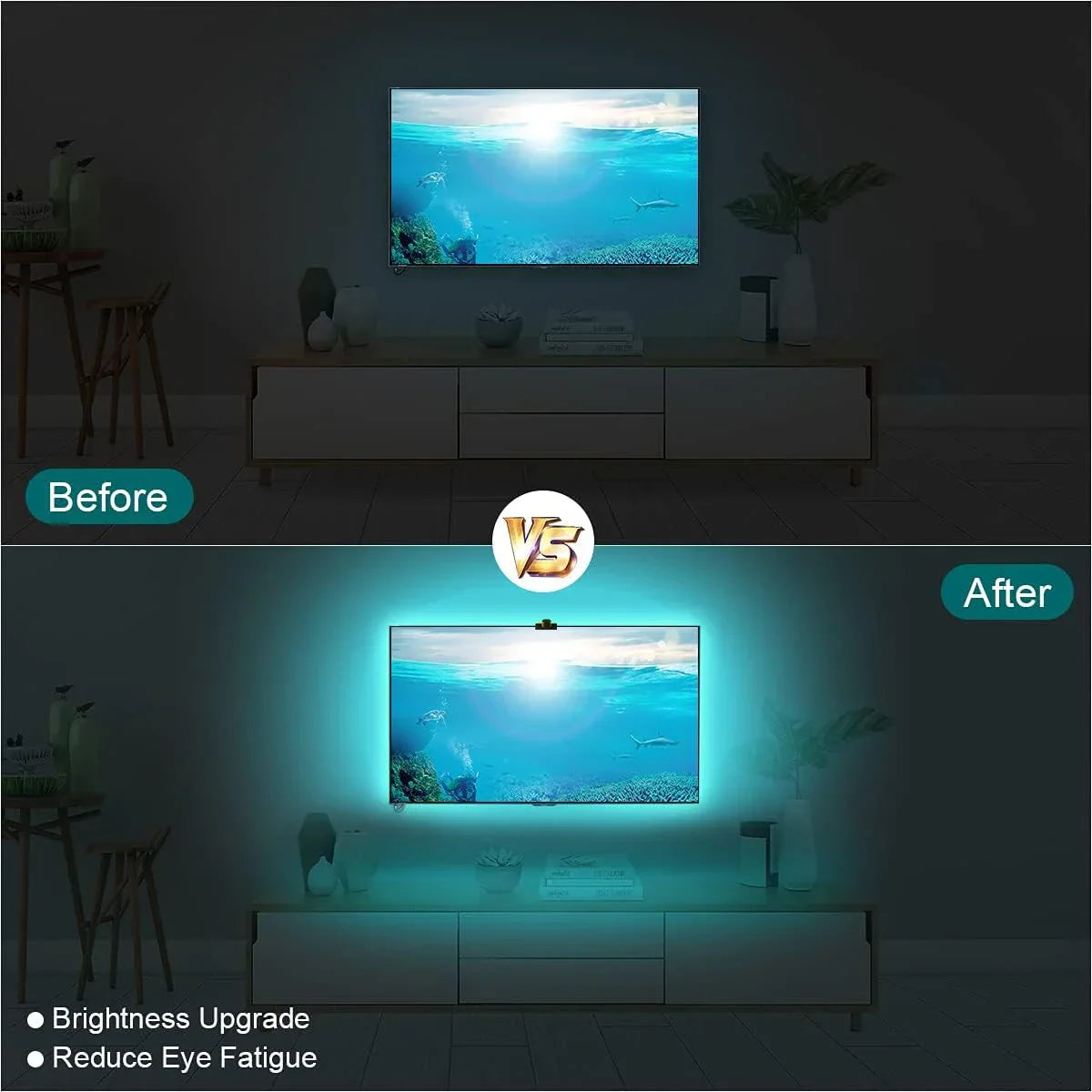 RGBIC LED Backlight Strip for PC/TV – Smart Color-Picking, App Control, Music Sync – Ambient Gaming Light