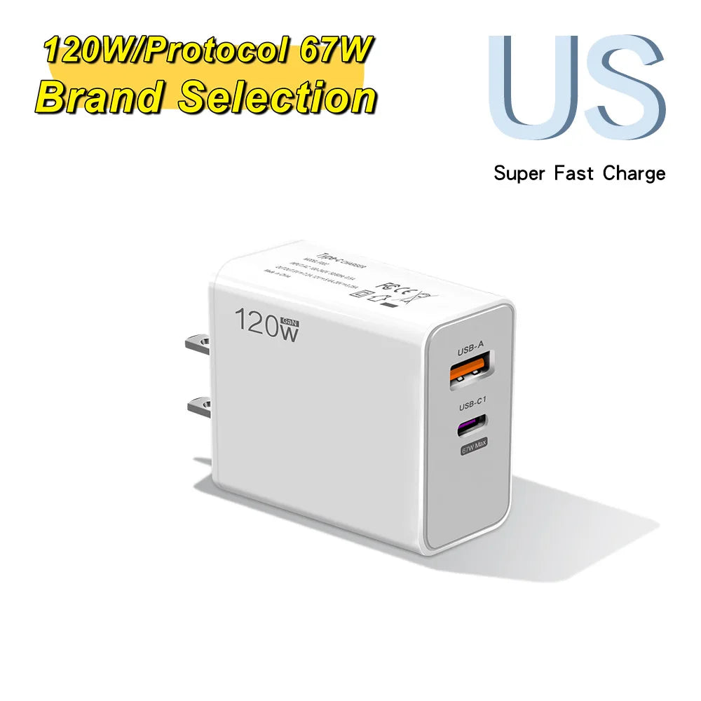 Xiaomi 120W TurboPower Charger – 6A USB-C Fast Charger with EU/US/UK Plugs – Compatible iPhone 16 & Xiaomi Devices