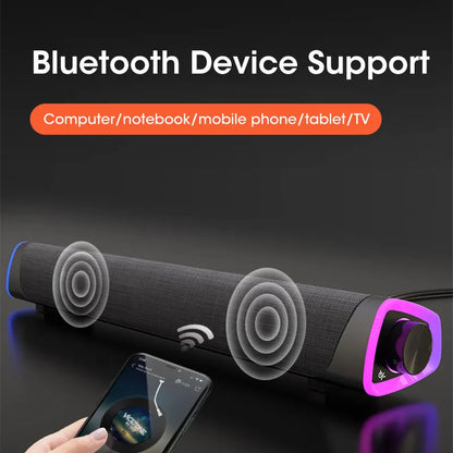 Niye 4D Computer Speaker Bar – Bluetooth 5.0 & Wired USB/AUX Stereo Sound, 3W Subwoofer with 3D Surround – for PC, MacBook, Laptop, TV