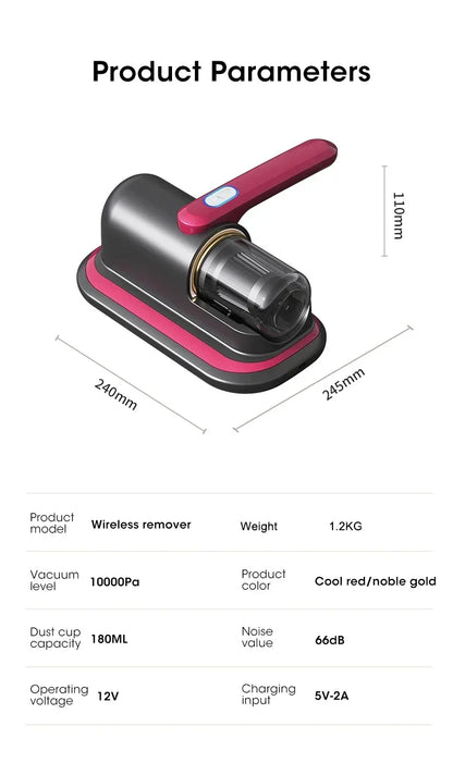NOCCLILI Cordless Mite Vacuum – 10KPa Suction, UV Sterilization