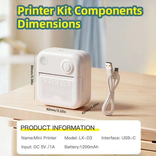 Dolewa D3 Mini Printer – Bluetooth Thermal Sticker & Photo Printer, 57mm