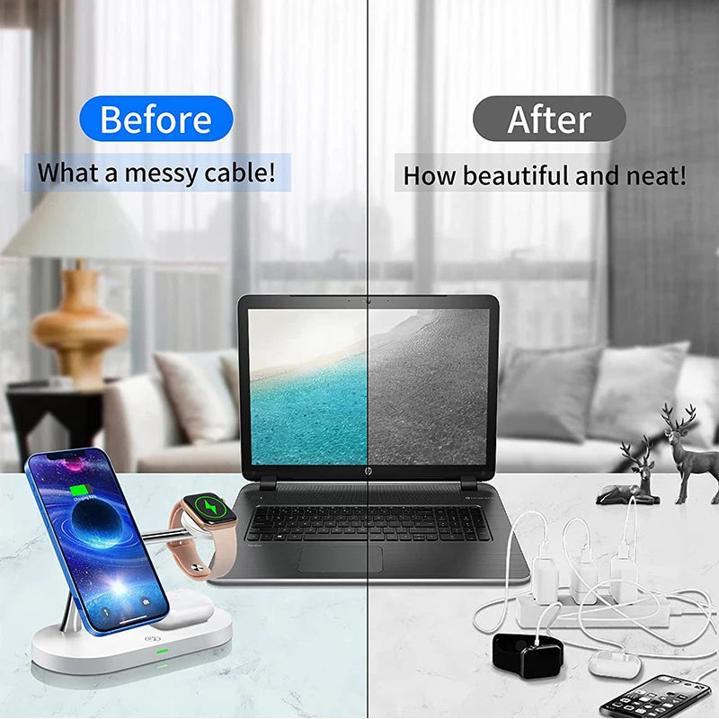 3-in-1 Magnetic Wireless Charger – Fast Charging Stand for iPhone 16/15/14/13/12, Apple Watch 10-4 & AirPods Pro/2/3