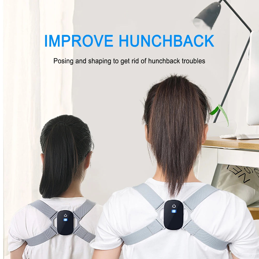 Smart Posture Corrector with LED LCD & Vibration Reminder – 8-Shaped Back Brace with Sensor – Adjustable for Adults & Kids